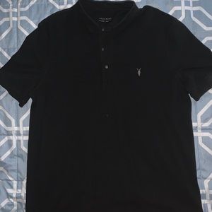 ALLSAINTS BLACK SHORT SLEEVE POLO SHIRT